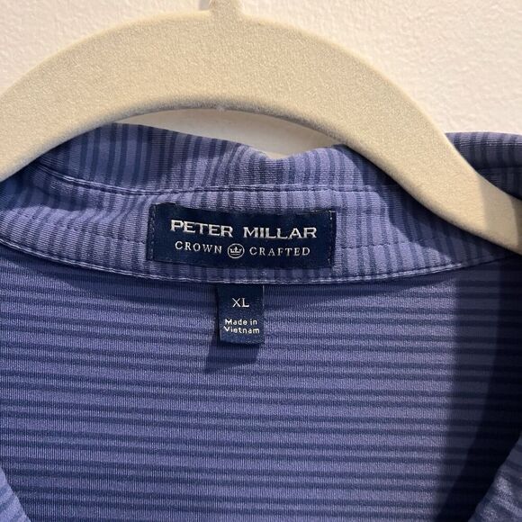 Peter Millar Summer Comfort Mens Polo Shirt XL Blue Stripes LogoCrown Crafted - Picture 6 of 8